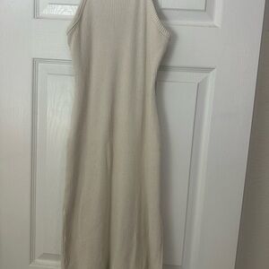 Fitted  Cream Ribbed Dress